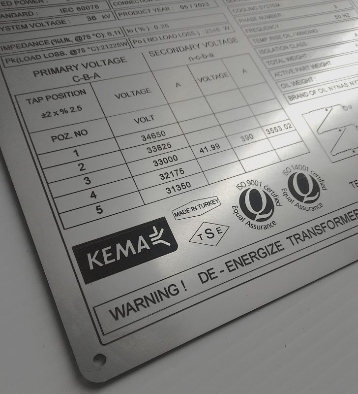 laser marked data serial stainless steel plate