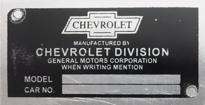 chevrolet vin plate